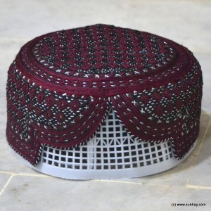 Maroon Jamali Sindhi Cap / Topi (Hand Made) MK-170